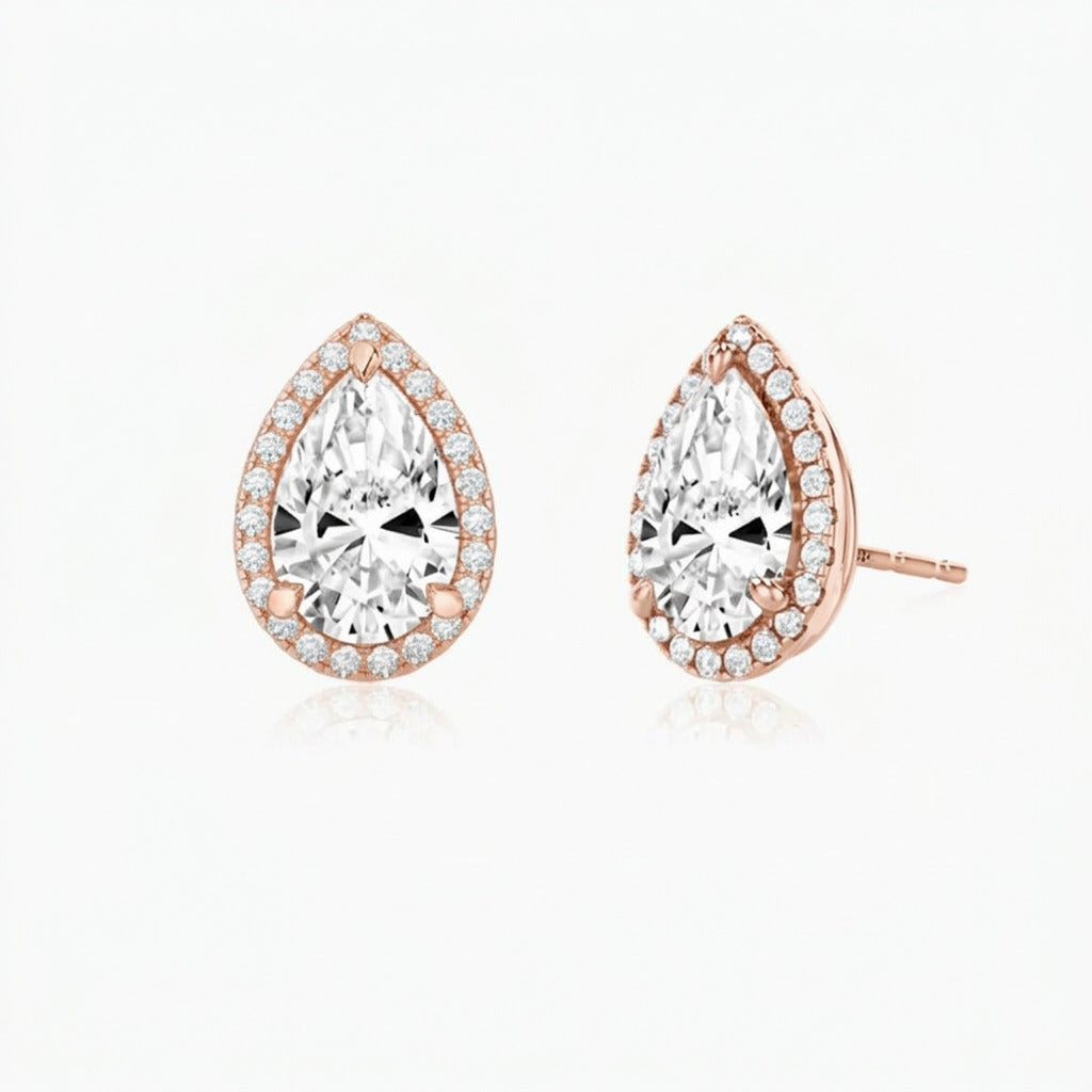 Pendientes Princess Pear oro rosa