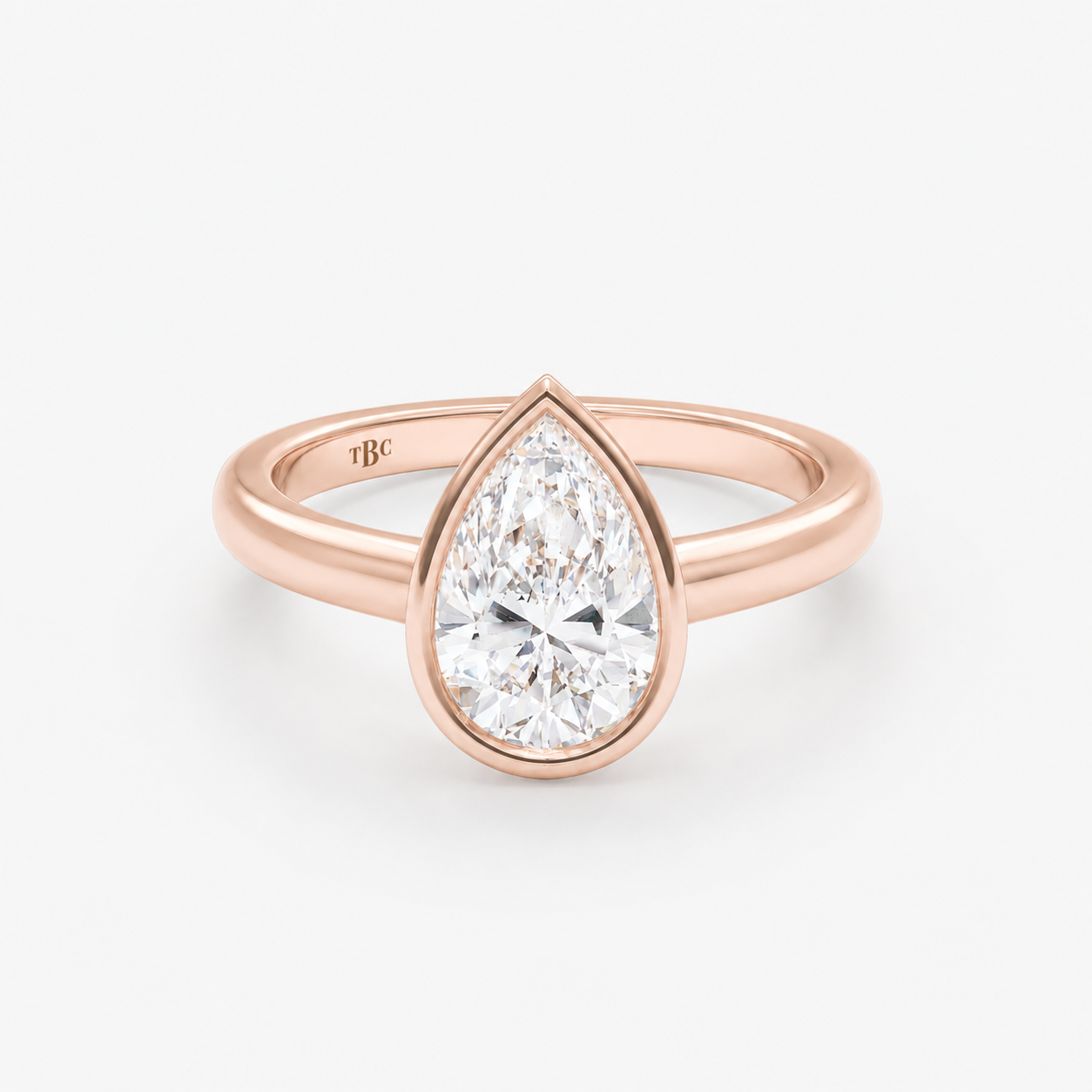 Anillo compromiso Bezel oro 18k rosado