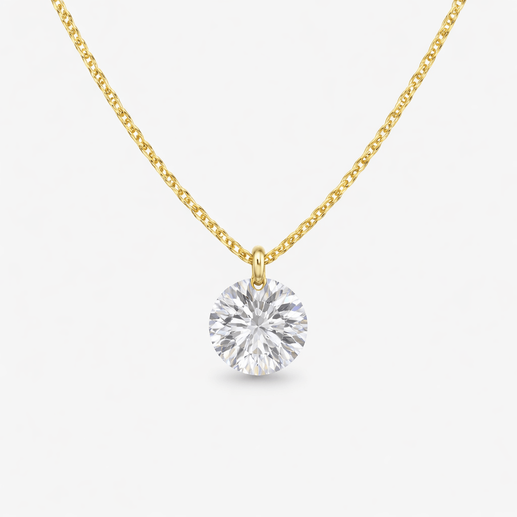 Gargantilla de oro con diamante solitario perforado - The Bright Club