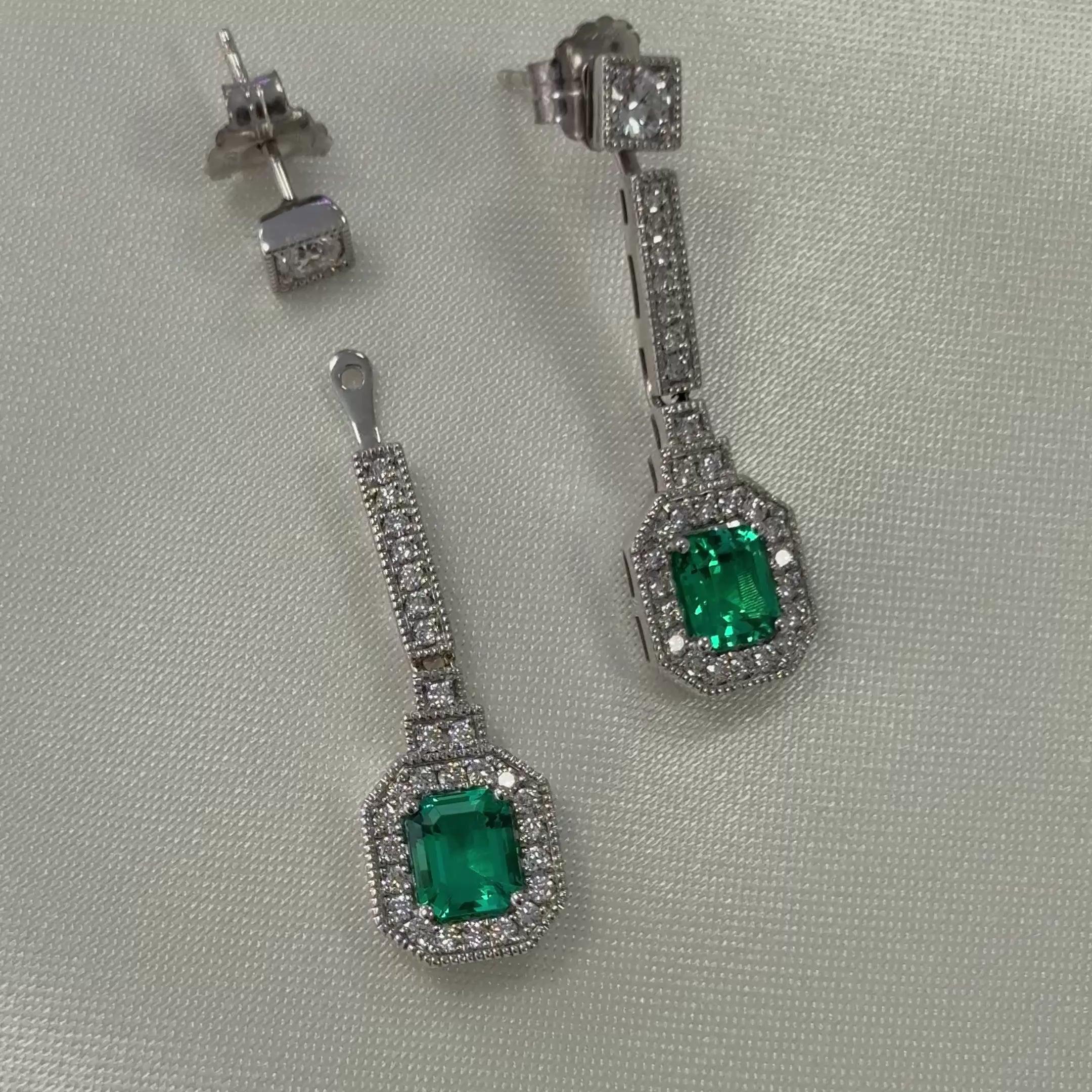 Pendientes desmontables de esmeraldas