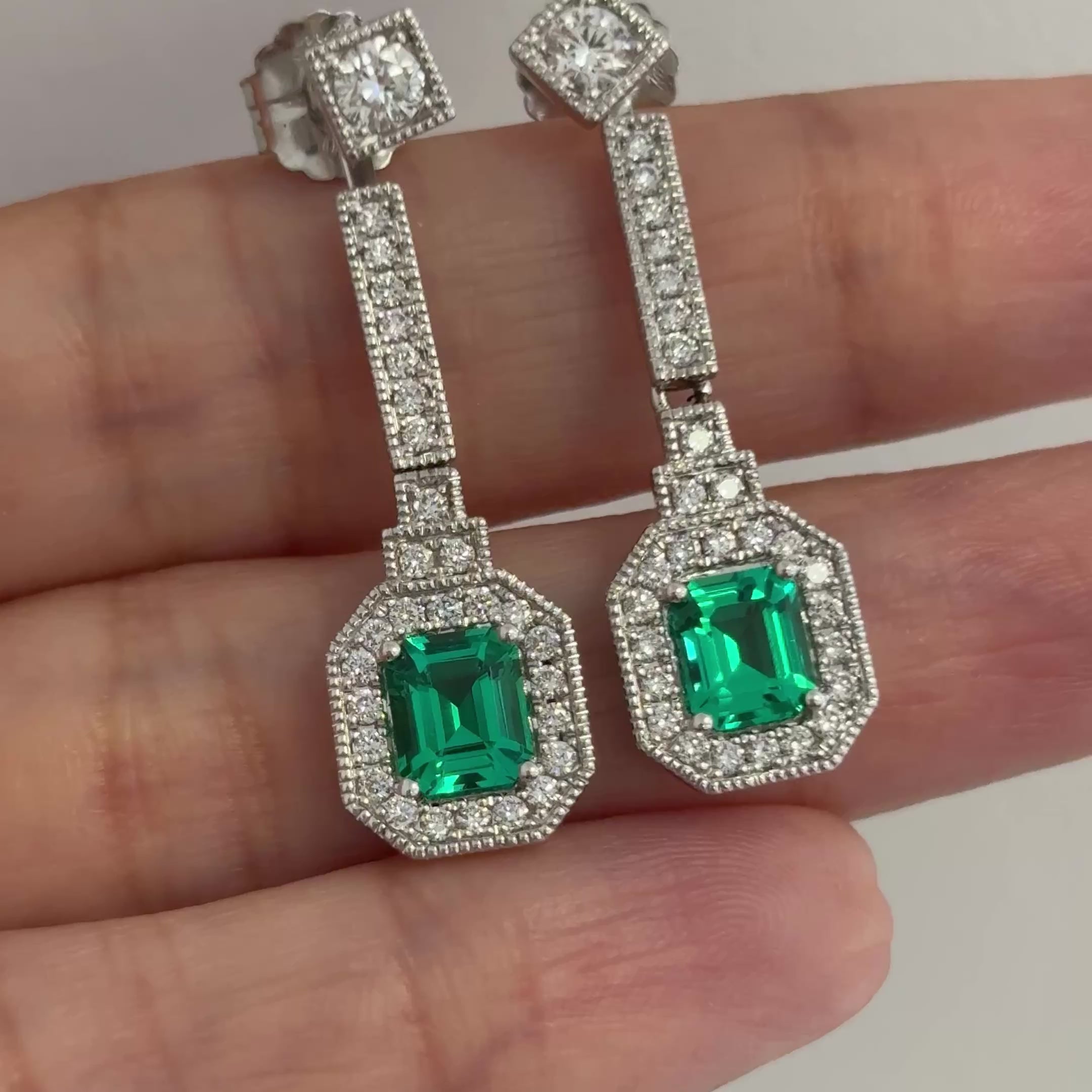 Pendientes desmontables de esmeraldas