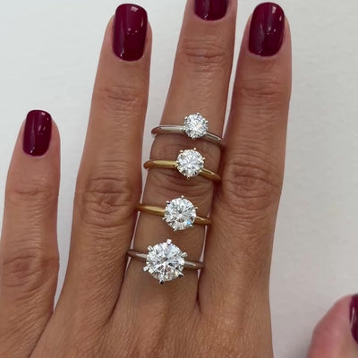 Se muestra con 0.70ct, 1.00ct, 1.50ct y 2.50ct